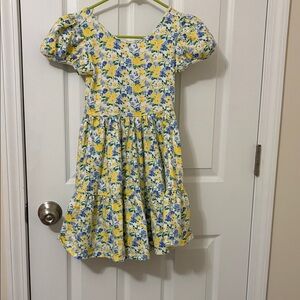 Janie and Jack Girls' Yellow Floral Puff-Sleeve Dress like new
